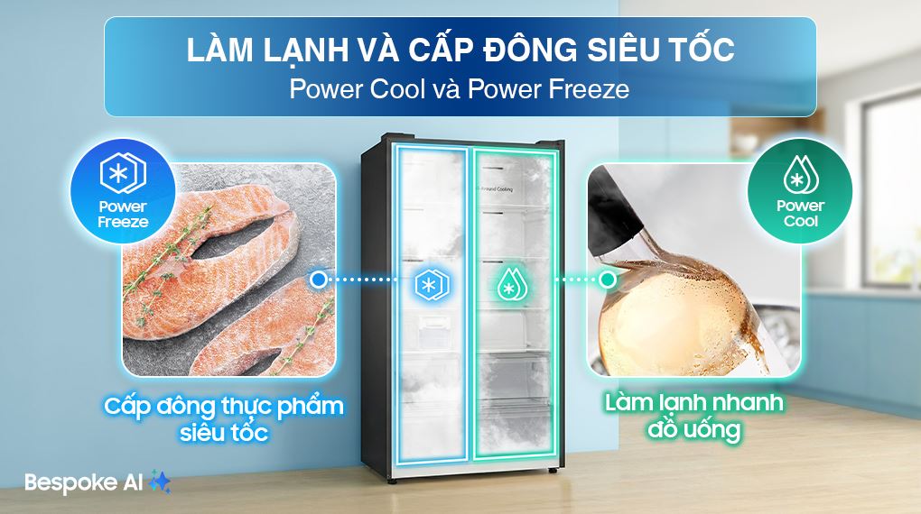 Tủ lạnh Samsung Inverter 578 lít Side By Side RS57DG410EB4SV - Làm lạnh nhanh, làm đông nhanh