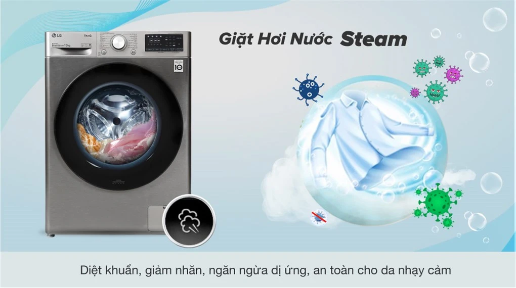 Máy giặt lồng ngang thông minh LG AI DD 10kg FV1410S4P - ảnh 3