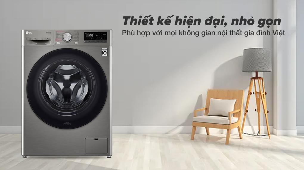 Máy giặt lồng ngang thông minh LG AI DD 10kg FV1410S4P - ảnh mô tả